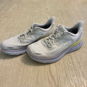 Women’s Hoka Clifton 8 Comfortable Sneaker Shoes (White/Yellow/Lavender)